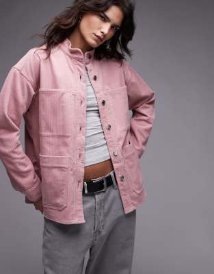 arket cord overshirt with utility pockets in pink