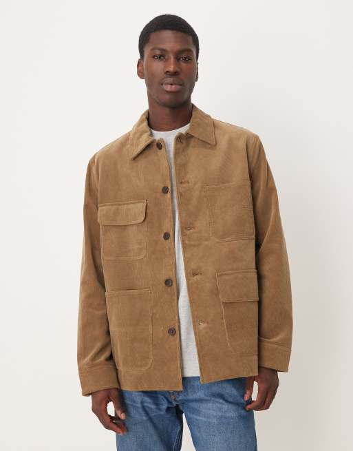 ARKET cord shacket with flap pockets in dark beige