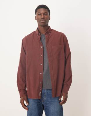 Arket ARKET cord shirt with button down collar in dark brown