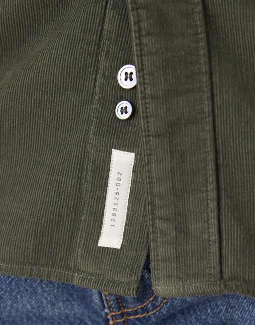 ARKET cord shirt with button down collar in khaki, 5 of 5