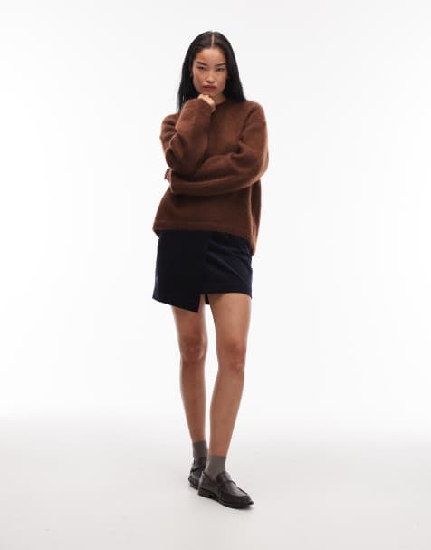 ARKET cord wrap mini skirt in navy - view 1