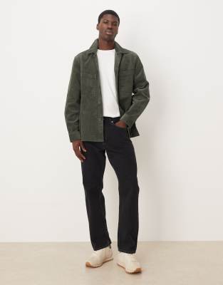 Arket Corduroy Overshirt With Front Patch Pockets In Green