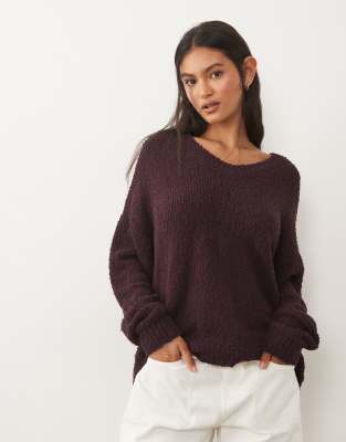 Arket Cotton Blend Boucle Scoop Neck Jumper In Brown