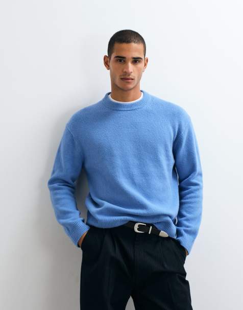 ARKET cotton blend crew neck jumper in dusty blue - view 1