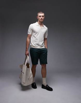ARKET COTTON LINEN KNIT SHORT SLEEVE POLO SHIRT 