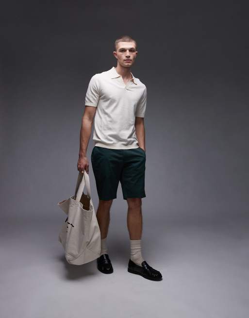 ARKET cotton linen knit short sleeve polo shirt in off white, 2 of 4