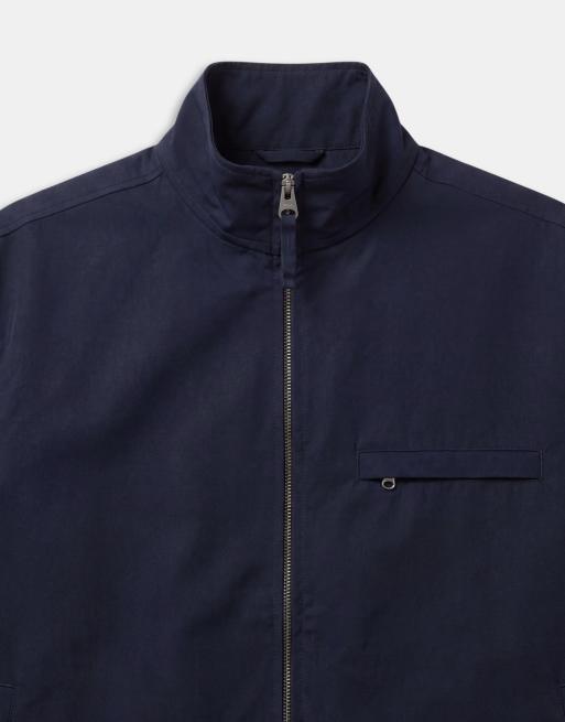 ARKET cotton look short funnel neck jacket in dark blue, 8 of 9