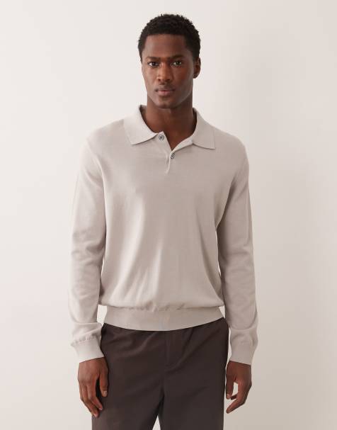 ARKET cotton polo shirt in light gray - view 1