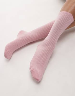 Arket ARKET cotton rib socks in light pink