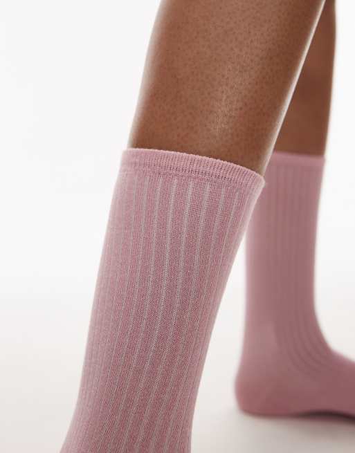 ARKET cotton rib socks in light pink | ASOS