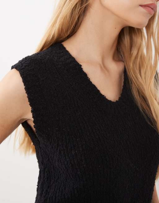 ARKET cotton rich boucle-texture knit sweater vest in black, 4 of 4