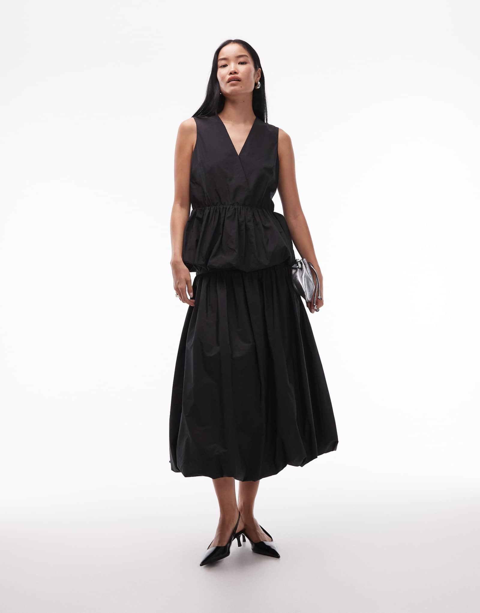 Черная макси-юбка из хлопка ARKET с пышным подолом в виде пузырьков - часть комплекта