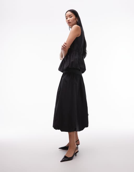 ARKET cotton rich bubble hem maxi skirt in black - part of a set, 4 of 5