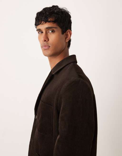 ARKET cotton rich cord tailored blazer in dark brown (part of a set), 4 of 5