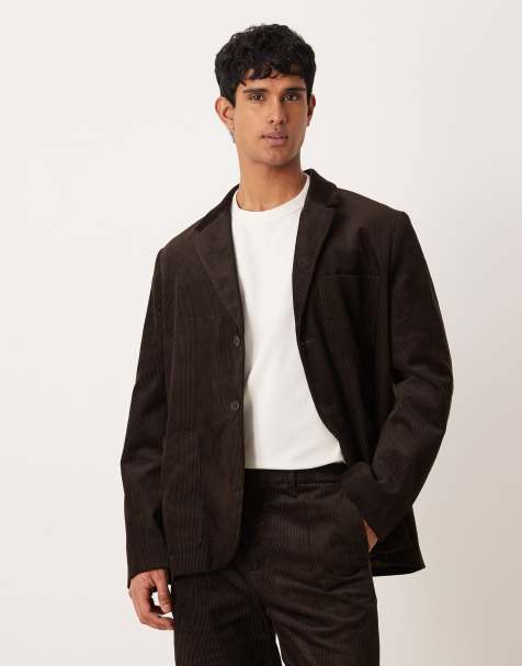ARKET cotton rich corduroy tailored blazer in dark brown - part of a set - view 1
