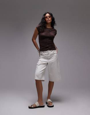 Arket Cotton Rich Gathered Seam Stretch T-shirt In Multi