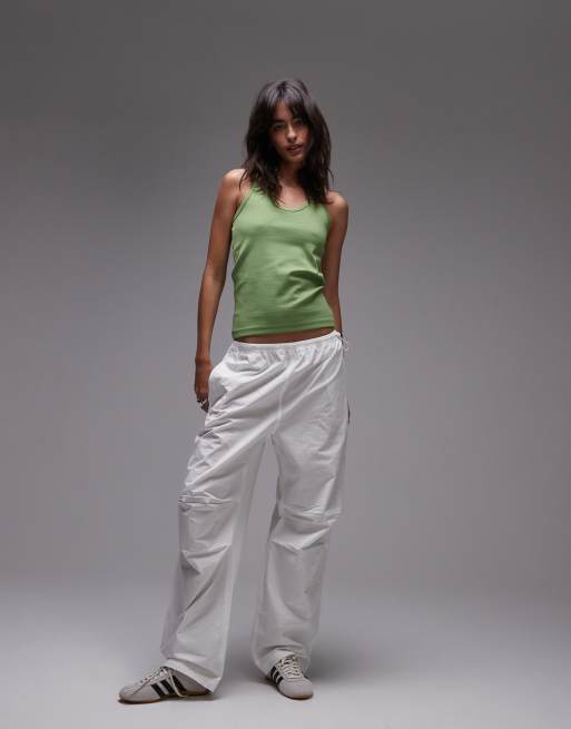 ARKET cotton rich halterneck jersey halter top in green, 2 of 4