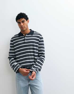 Arket Cotton Rich Long Sleeve Polo Shirt In Green