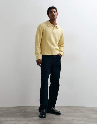 Arket Cotton Rich Long Sleve Knit Polo In Yellow