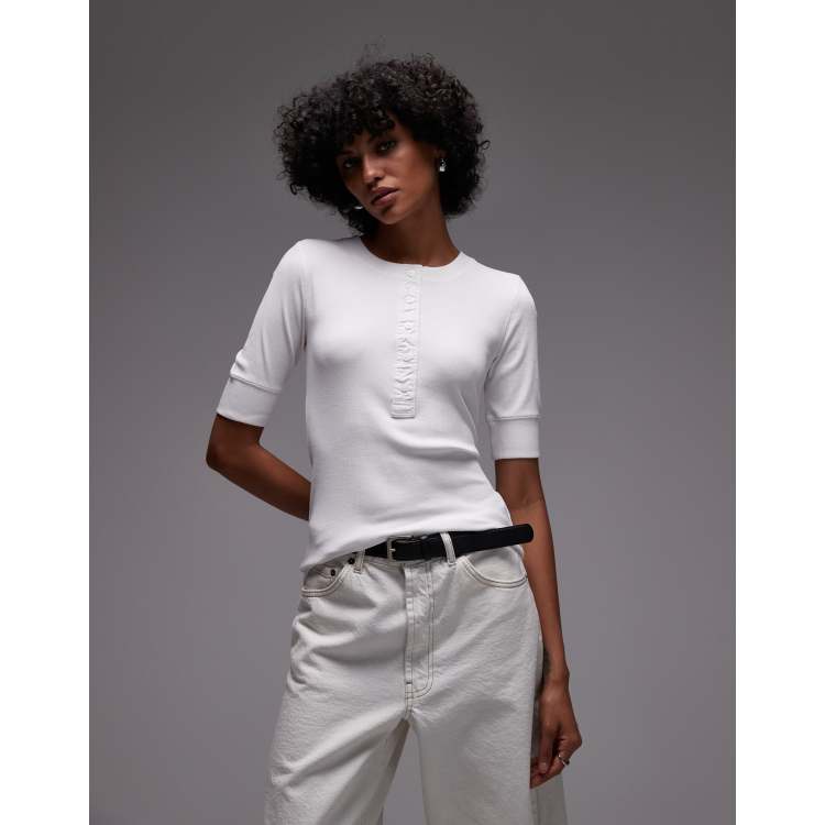 ★DNSR★ Ethnic jacquard half t-shirt ivory TEXTURED JACQUARD T-SHIRT - Oyster-white | ZARA United States