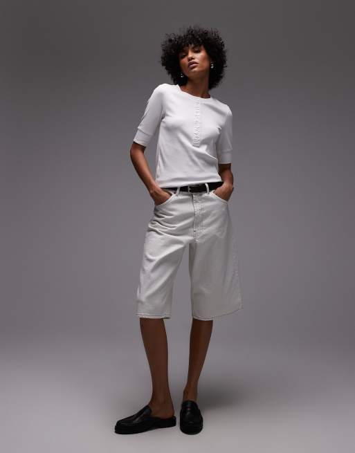 ARKET cotton rich rib half sleeve T-shirt with woven binding