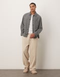 [Arket] ARKET cotton-rich seersucker relaxed overshirt in black and white check Chest 44 Mono check
