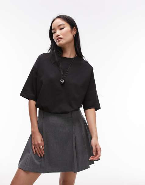 ARKET cotton rich stretch  interlock long line short sleeve t-shirt in black - view 1