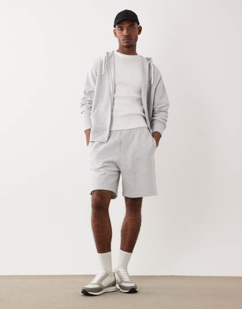 ARKET cotton rich structured shorts in light heather gray - part of a set - view 1