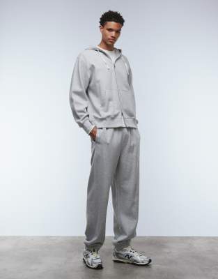 Arket Cotton Rich Structured Zip Up Hoodie In Gray