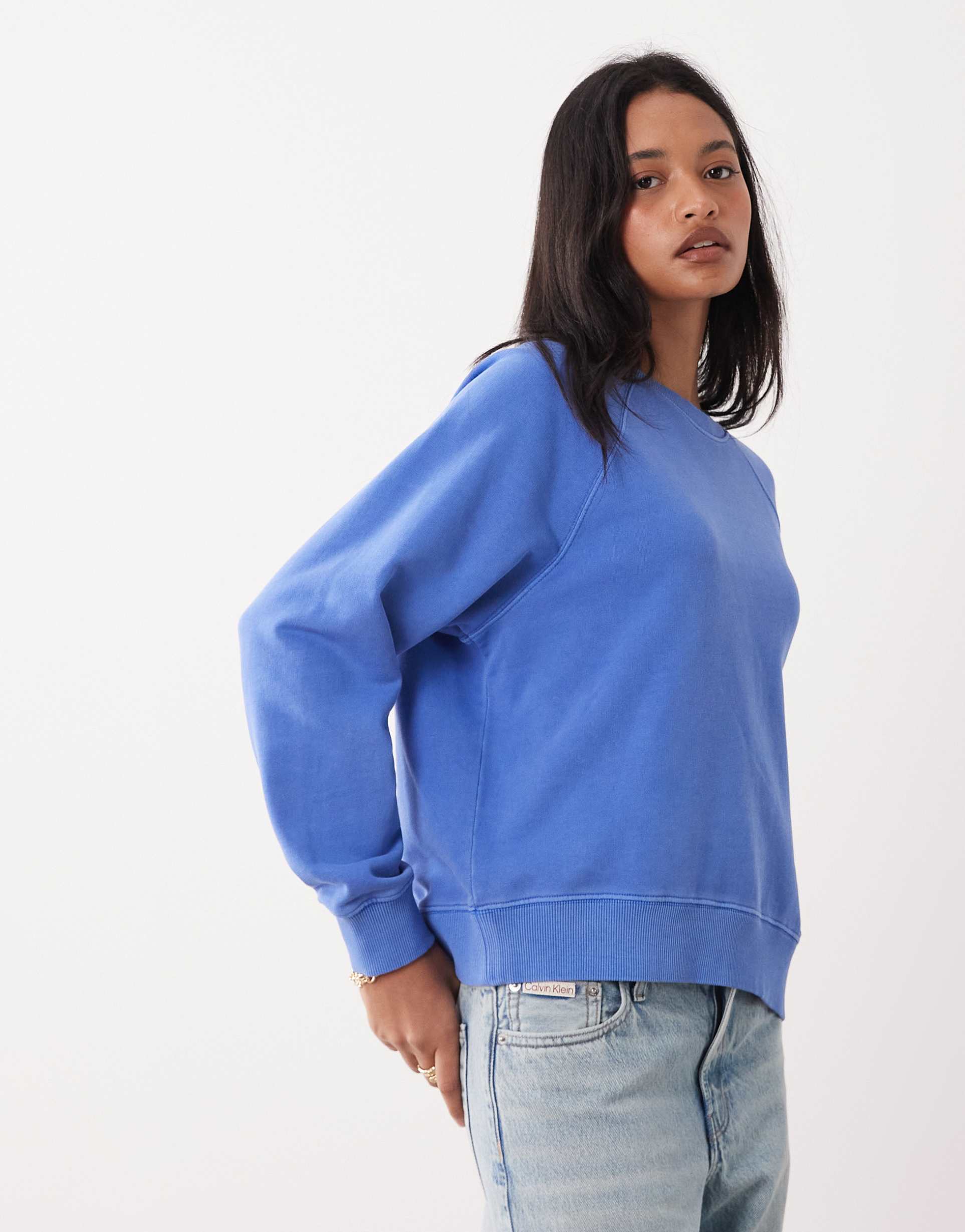 arket cotton terry sweatshirt in blue