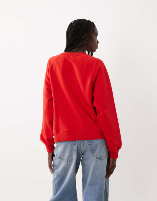 ARKET cotton terry sweatshirt in bright red, 3 of 4