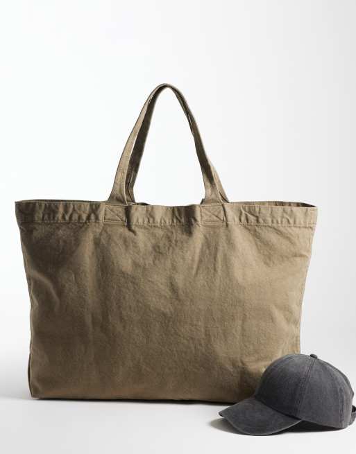 ARKET cotton tote bag in dark beige, 2 of 4