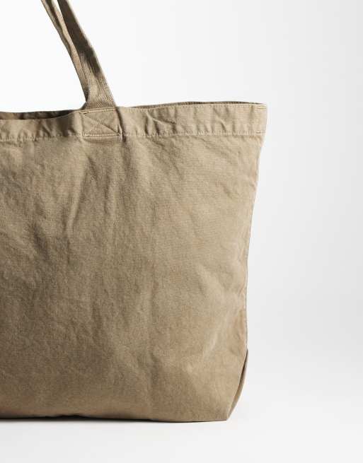 ARKET cotton tote bag in dark beige, 4 of 4