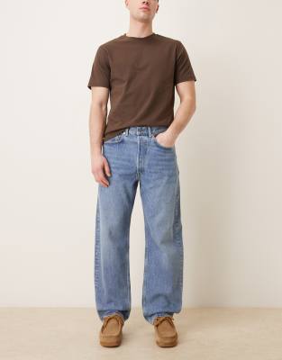 Arket Creek Tapered Fit Wide Leg Jeans In Blue