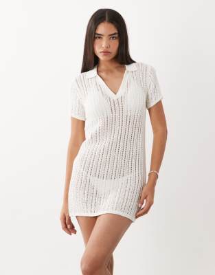 Женское пляжное мини-платье Arket Crochet, белое