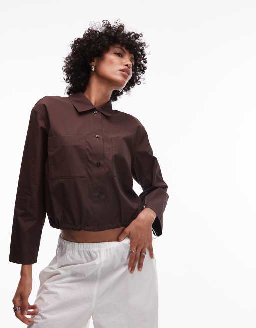 ARKET – Cropped-Blousonhemd in Braun
