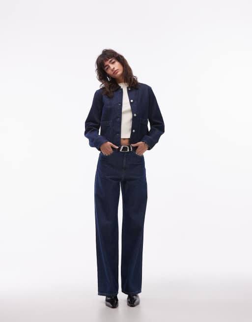 ARKET - Cropped denim shacket in spoelwassing met contrasterende kraag , 2 van 4