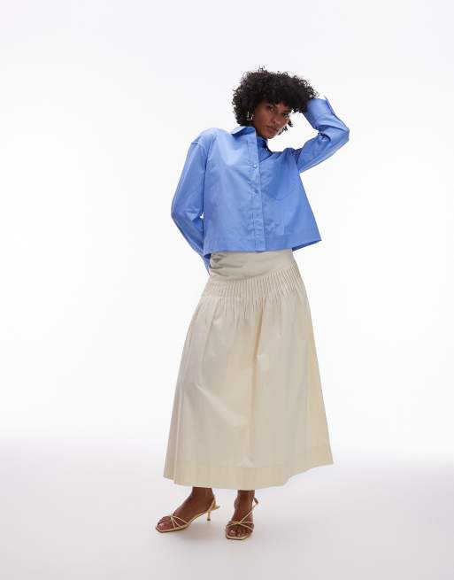 ARKET cropped shirt with front pocket in blue, 4 of 4