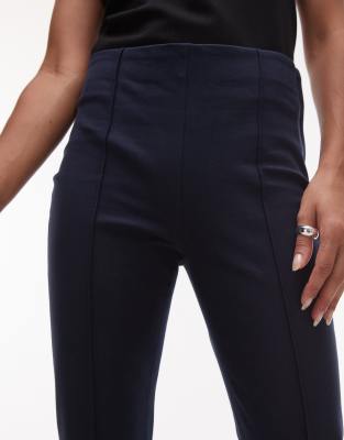 Arket Cropped Slim Fit Straight Leg Pants In Navy