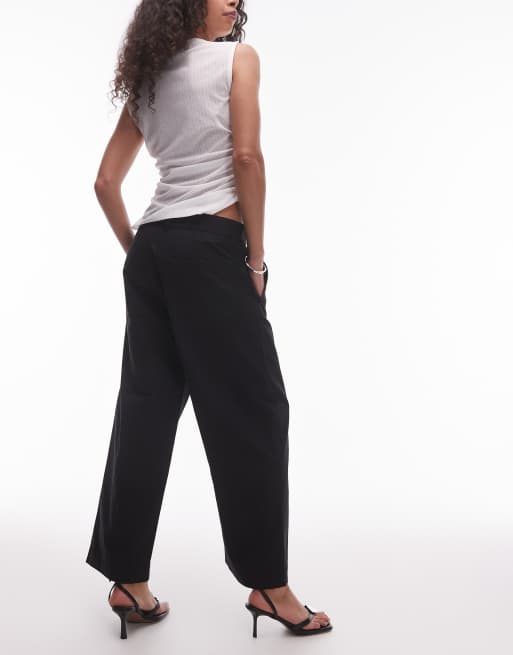 ARKET cropped straight leg chino trousers in black