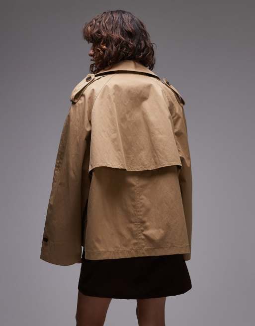 ARKET cropped utility trench coat with storm flap in beige