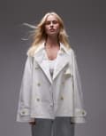 [Arket] ARKET cropped utility trench coat with storm flap in white M WHITE