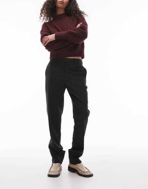 ARKET wool blend trousers with zip hem detail in black