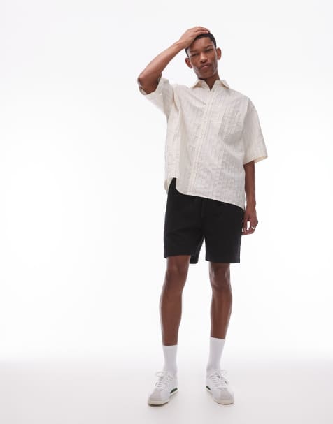ARKET seersucker shorts with drawstring waist in black