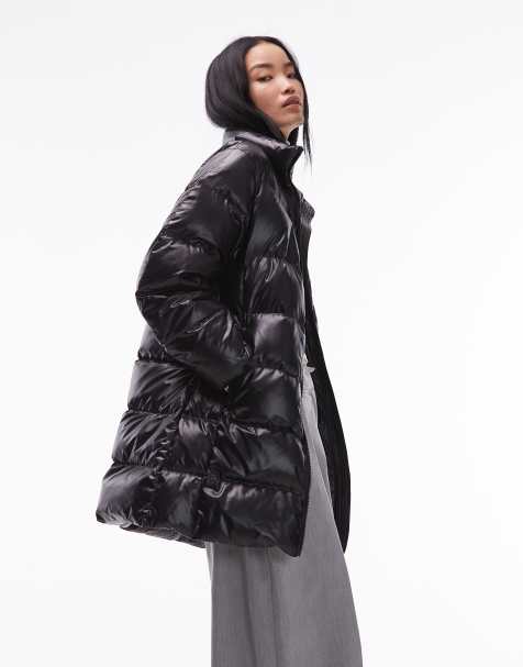 ARKET – Czarny ocieplany płaszcz puchowy midi - view 1