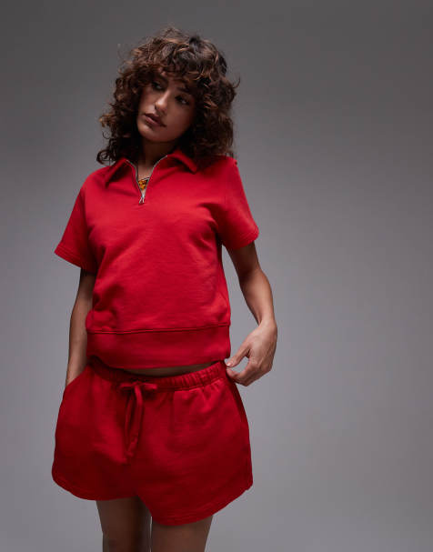 ARKET pure cotton pull on runner shorts in red