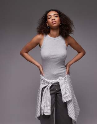 Débardeur en jersey côtelé - Gris chiné 2XS
