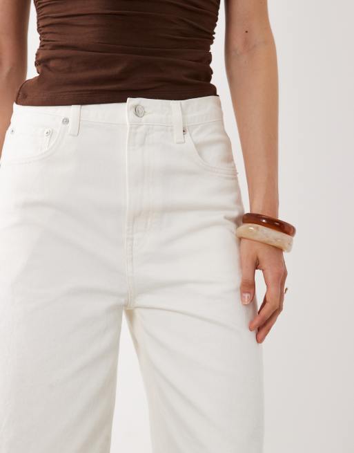 ARKET - Denim bermudashort met losse pasvorm in gebroken wit, 3 van 5