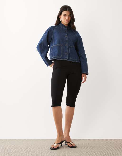 ARKET denim high neck bomber jacket in blue, 2 of 4