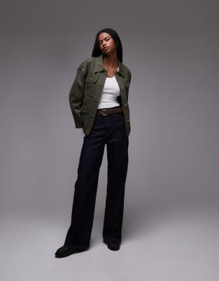 ARKET DENIM JACKET WITH PATCH POCKETS AND CINCHED BACK 